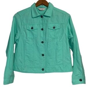 L.L. Bean sea foam mint green linen cotton button down spring jacket